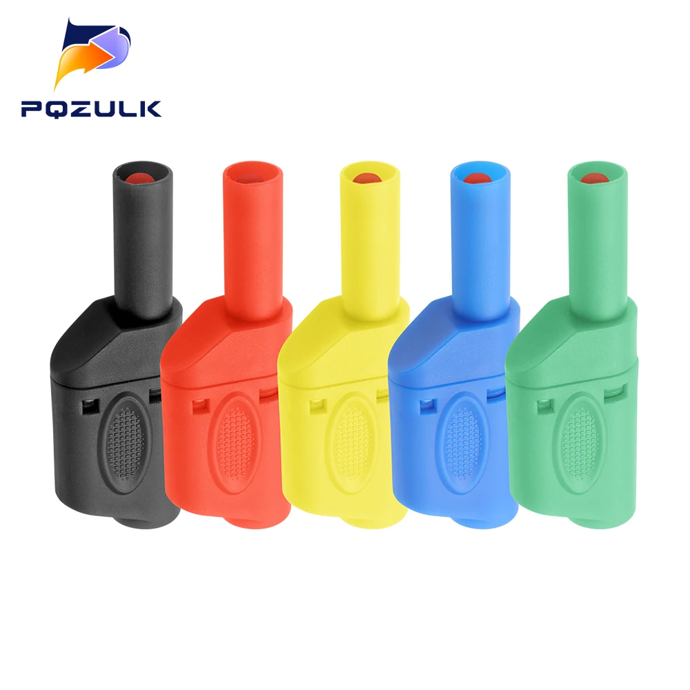 32 A ummantelter 4 mm stapelbarer Bananenstecker, vollständig isolierter, vernickelter Sicherheitsstecker aus Kupfer Image