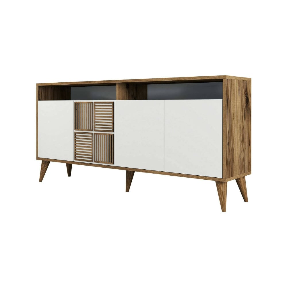 Console effet bois beige, blanc 160x35 cm