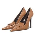Saint Laurent Hohe Schuhe - D'orsay Pumps - Gr. 40 (EU) - in Cognacbraun - für Damen - aus Leder & Leder & Leder & Leder