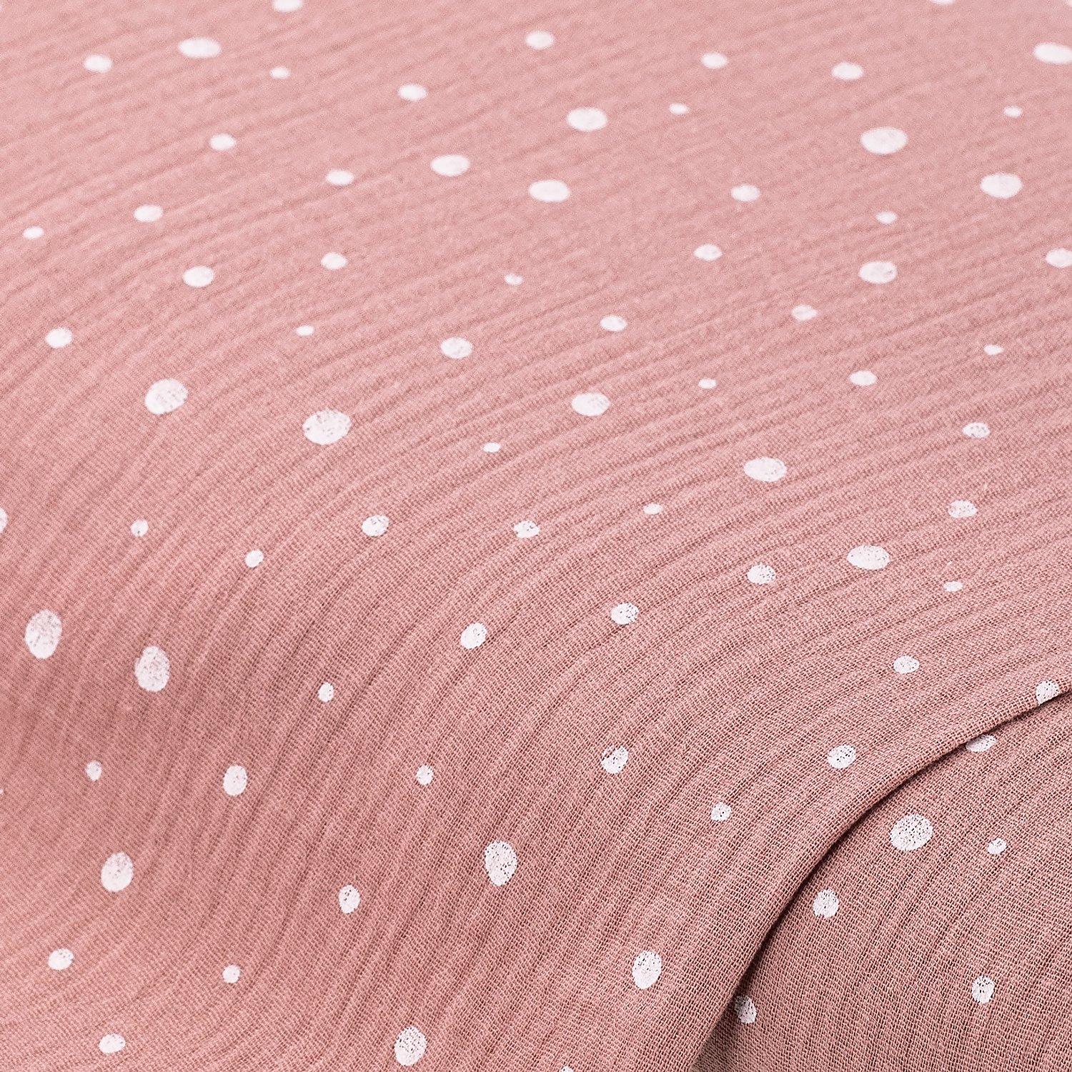 Musselin/Doppel-Gaze Tupfen, mauve/weiß Image