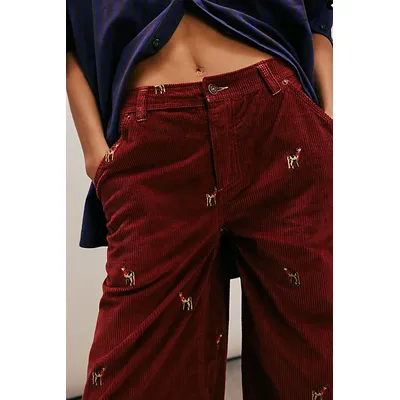 We The Free Clifton Cord Wide-Leg Jeans at Free People in Deer Darlin, Size: 27