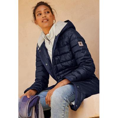 Steppmantel HEINE, Damen, Gr. 44, blau (marine), 55% Polyester, 45% Polyamid, Kapuzenfutter:100% Polyester, Wattierung:70% Daunen, 30% Federn, unifarben, unifarben mit Farbeinsatz, unifarben mit Farbeinsätzen, Mäntel Image