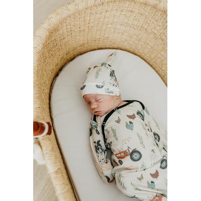 Copper Pearl Newborn Top Knot Hat - Jo