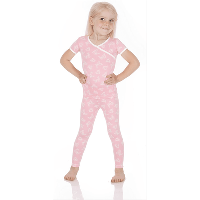 KicKee Pants Short Sleeve Kimono Pajama Set - Lotus Butterfly, 2T