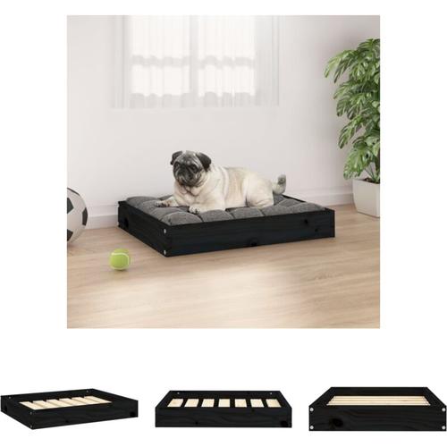 The Living Store Hundebett Schwarz 61,5x49x9 cm Massivholz Kiefer - Hundebetten - Schwarz