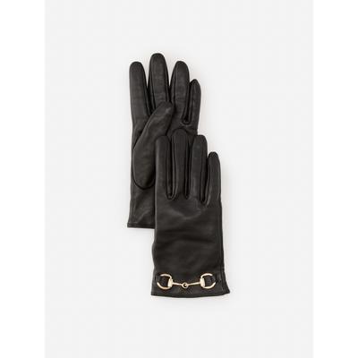 J.McLaughlin Women's Corvara Leather Gloves Black, Size Small | Cashmere/Wool/Leather