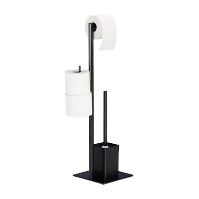 relaxdays 3-in-1 WC-Garnitur mit Toilettenpapierhalter und Ersatzrollenhalter, 25x72 cm