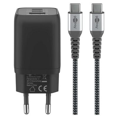 goobay USB-C Ladekabel mit Adapter 1 m
