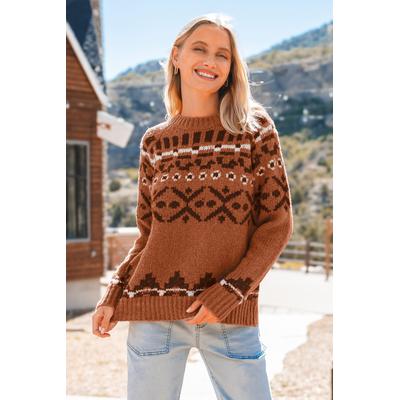 Fair Isle Round Neck Long Sleeve Jumper