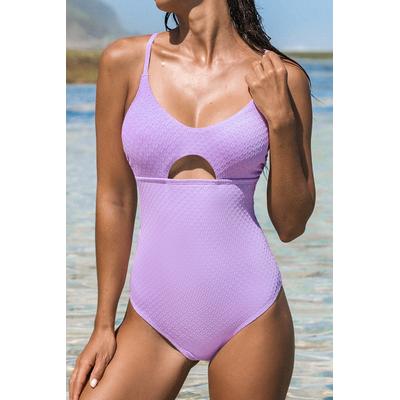 Lavender Cutout One Piece Swimsuit