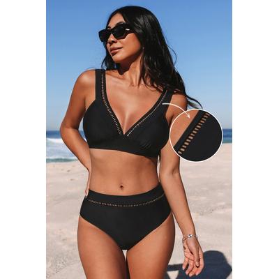 Black Ladder Trim Bikini Top & Standard Bottoms Set