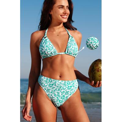 Innocent Flowers Halterneck Bikini Top & Moderate Bottoms Set