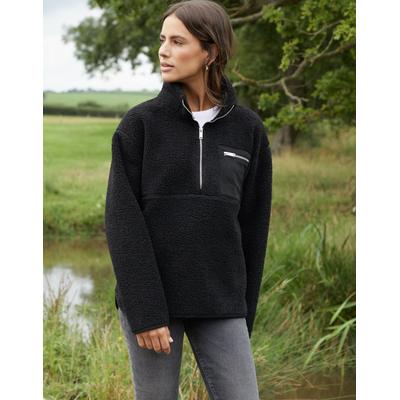 Threadbare Women's Black Half Zip Borg Fleece