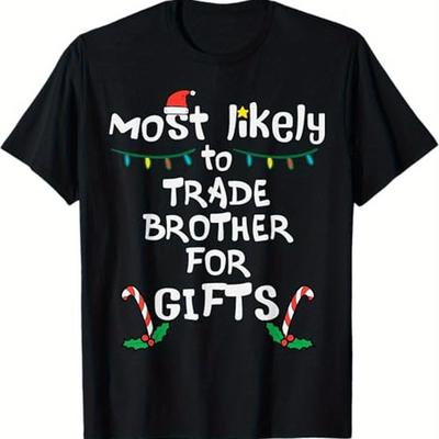 TEMU Most Trade Brother For Gifts Christmas , 100% Cotton, Halloween Thanksgiving Christmas Gift For Men Women , S-xxxl, Black