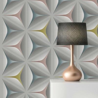 Tapete Grafik Tino M1-No.919 Vliestapete Grau Rosa Rot Tapete Geometrisch Wohnzimmer Schlafzimmer Image
