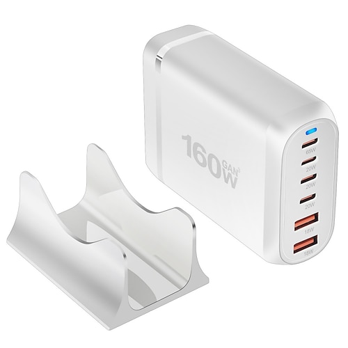 160 W Gan Fast Charge 3.0 USB Typ C Schnellladegerät Mobiles 6-Port USB Typ C PD Ladegerät Praktisch zum Mitnehmen Tablet-Ladegerät Image