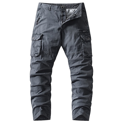 Herren Cargohose Cargohosen Hose Hosen Knopf Multi Pocket Glatt Schnelltrocknend Feuchtigkeitsableitung In voller Länge Outdoor Täglich Campen und Wandern Modisch Klassisch Schwarz Armeegrün Image
