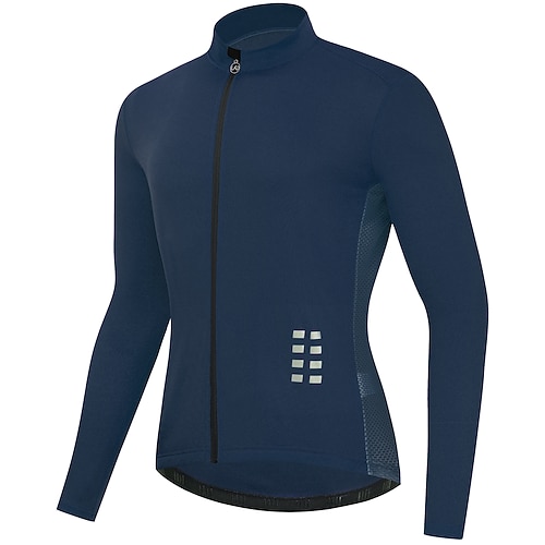 Herren Radtrikot Downhill-Trikot Einfarbig Langarm Fahhrad Trainingsanzug Trikot Kompressionskleidung mit 3 Gesäßtaschen Mountainbike MTB Straßenradsport Schnelltrocknend Reflektierende Streifen Image