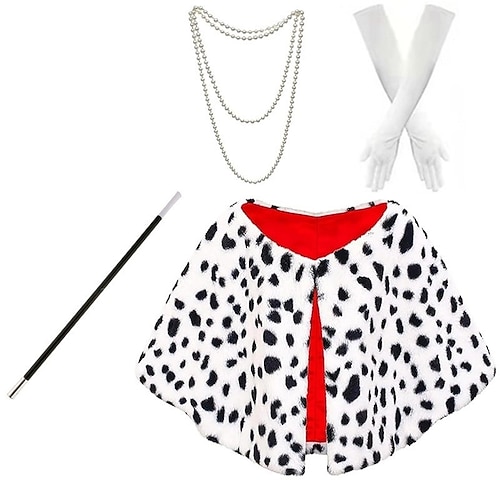 Retro Vintage Knielang Cosplay Kostüm Outfits Cosplay Perücken Cruella De Vil Tupfen Kostüm Halloween Karneval Maskerade Party / Cocktail Schicke Party Erwachsene Ganzjahres Image