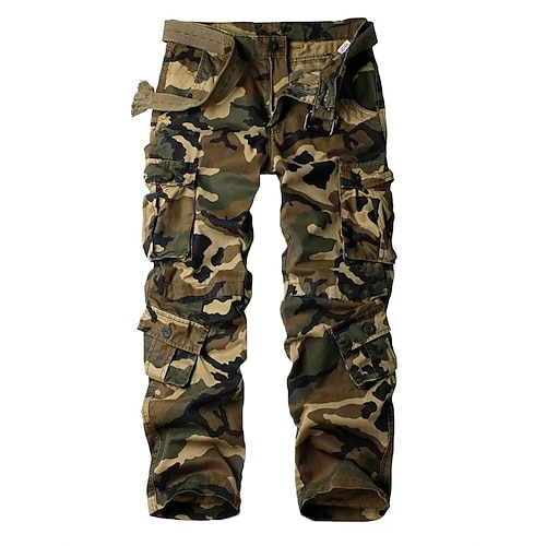 Herren Outdoorhosen Cargohosen Wanderhosen Militär Tarnung Frühling Herbst Außen Normale Passform Wasserdicht Schnelltrocknend Atmungsaktiv Hosen Schwarz Armeegrün Baumwolle Jagd Klettern Camping Image