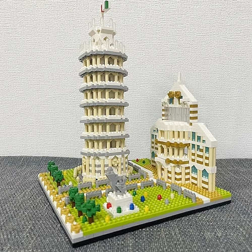 Der weltberühmte Wahrzeichen schiefe Turm von Pisa Architektur Mikropartikel Bauklötze dreidimensionale zusammengebaute Bildungs-Kunst Souvenirs Schmuckstücke Spielzeug und Geschenke Image