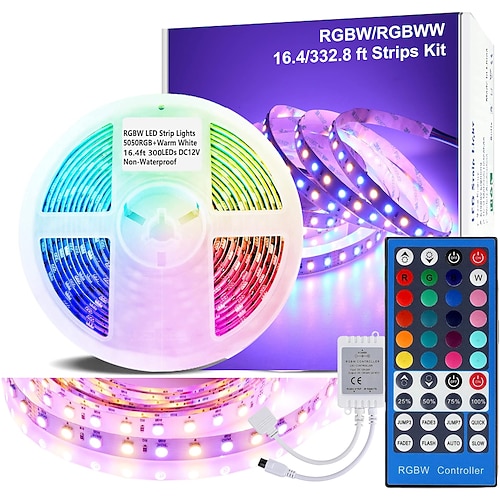 Wasserdicht RGBWW LED Lichtband 5050 LED 16,4FT/33FT flexibles LED Tape Licht mit WIFI APP Steuerung RGBW Lichter für Schlafzimmer Party Dekor Image