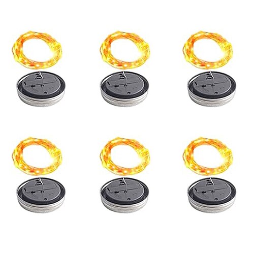 6 Stück 2M Solar LED Laterne Lichterkette 20 LEDs Einmachglas Gartenlichter für Hochzeit Außendekor Warmweiß Weiß Lila Pink Rot Grün Blau und Rot Quelle Farbe Image