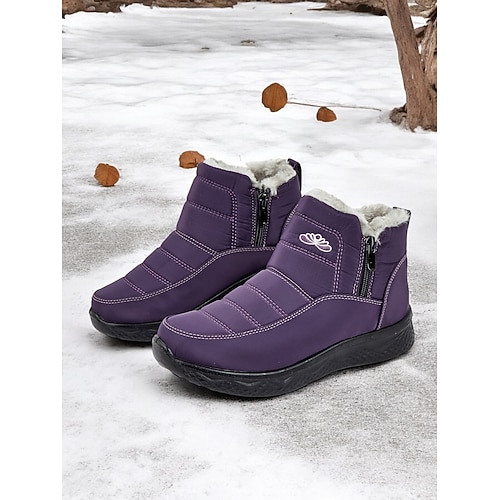 Wasserdichte Winterstiefeletten für Damen mit Kunstfellfutter – isolierte Schneestiefel für kaltes Wetter und Outdoor-Aktivitäten Image