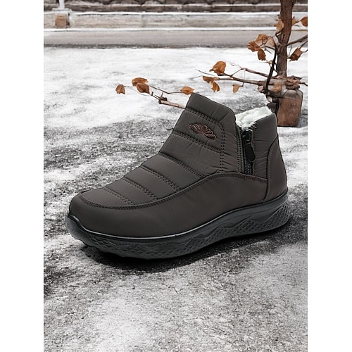 Wasserdichte Winterstiefeletten für Damen mit Kunstfellfutter – isolierte Schneestiefel für kaltes Wetter und Outdoor-Aktivitäten Image