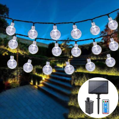 LED Globe Solar String Lights, 10M/20M/30M/50M Outdoor Waterproof Acrylic Lights with Remote Control, Plug-in for Christmas Holiday, Party, Garden Decor EU/US Plug