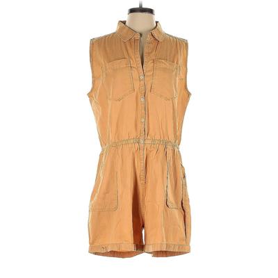 Pact Romper Collared Sleeveless: Tan Solid Rompers - Women's Size Medium