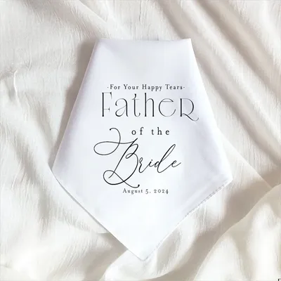 Personalized with Date Father of the Bride Wedding Day Handkerchief Gift Couple Keepsake Hanky to