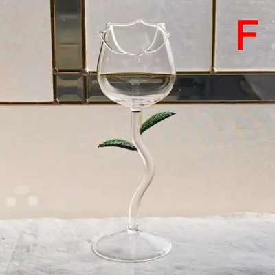 Rose Flower Shape Wine Glass Cup Fancy Red Wine Goblet Wine Cocktail Glasses Party Barware Drinkware