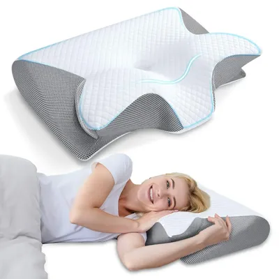 1PC Schlafkissen Fast Rebound Memory Foam Cervical Pillow 2in1 Ergonomische Kontur Orthopädisches Kissen für Nackenschmerzen Nackenkissen