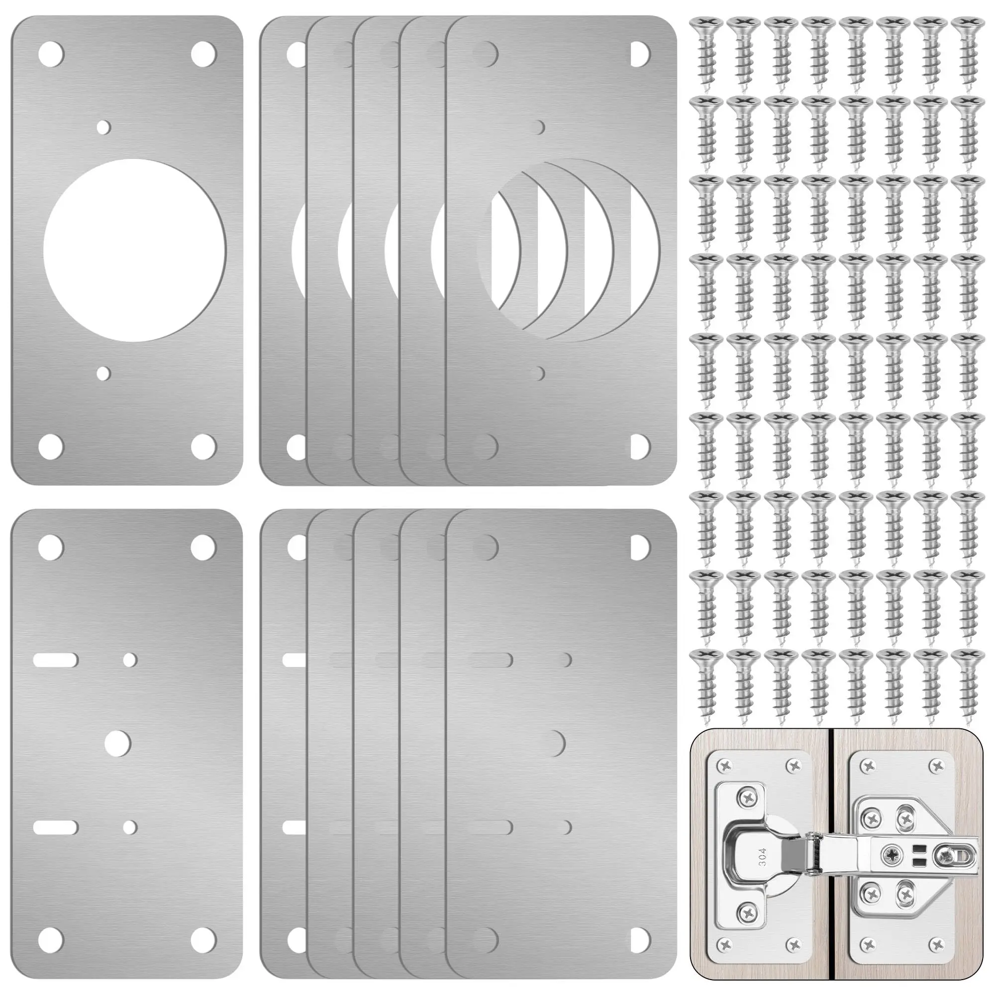 2/4/8 stücke Edelstahl Scharnier Reparatur Platte Für Schrank Möbel Scharniere Montage Werkzeug Küche Schrank Tür Befestigungs Platte