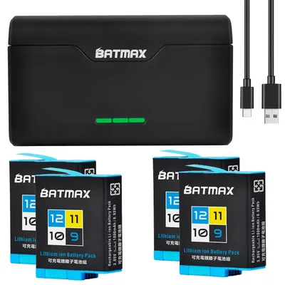 Batmax 1800 mAh Akku und 3 Steckplätze Box-Ladegerät für GoPro Hero 12 Hero 11 10 9 GoPro Hero Kamerazubehör