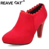 Reave Katze Frauen Pumps Schuhe High Heels spitzen Zehen Herde Spitze prägnante Größe 33-43 schwarz