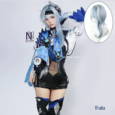 Genshin Impact Eula Cosplay Costume Adult Carnival Uniform Wig Anime Halloween Party Costumes for Image