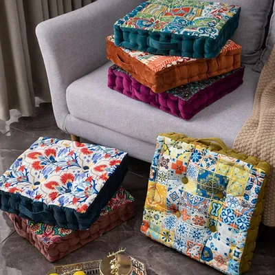 Quadratischer Sitz, böhmisches Kissen, Mandala-Boden-Sitzkissen, Samt, Yoga-Kissen, japanische Image
