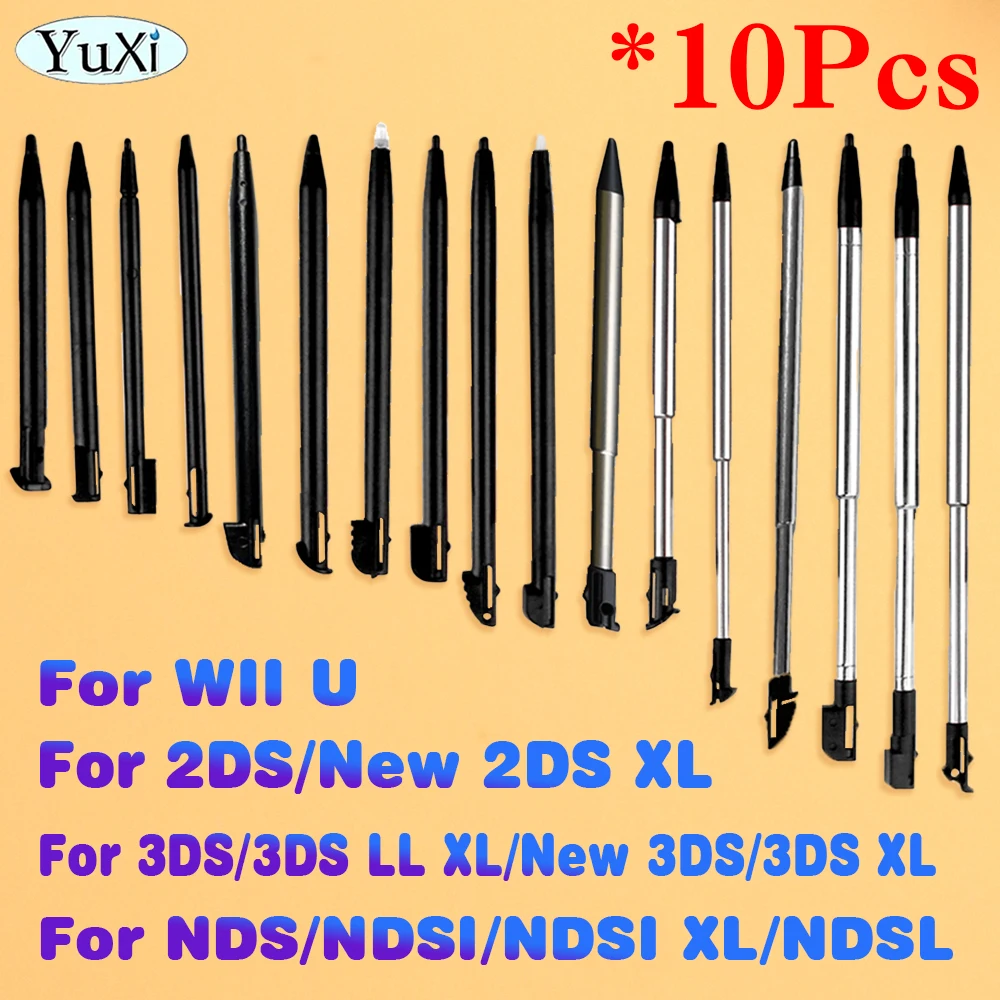 10Pcs Stylus Stift Touchscreen Stifte Für 2DS 3DS Neue 2DS XL LL Neue 3DS LL XL Metall Kunststoff schwarz Stifte Für WII U NDS NDSI XL NDSL Image