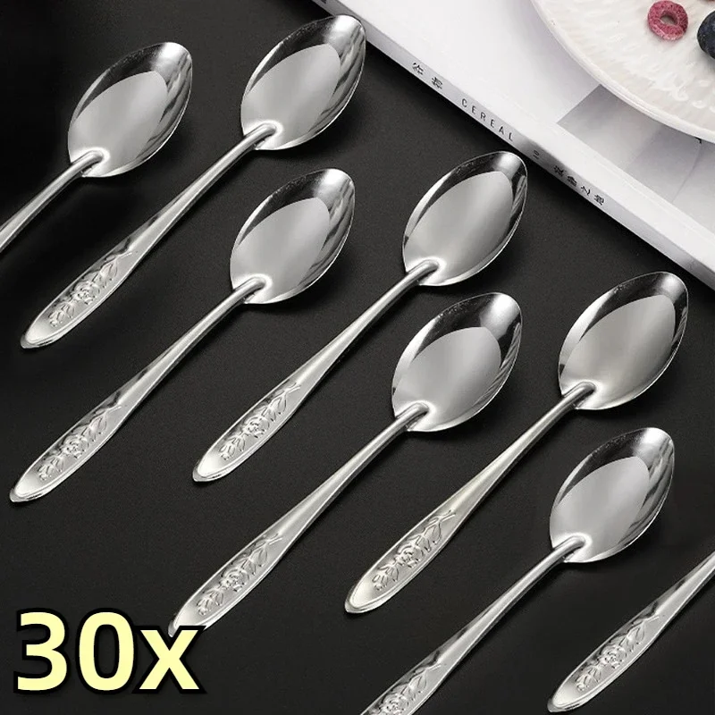 Edelstahl Löffel Dessert Wassermelone Scoops Milch Kaffee Teelöffel Langen Griff Suppe Löffel Küche Geschirr Utensilien Großhandel Image