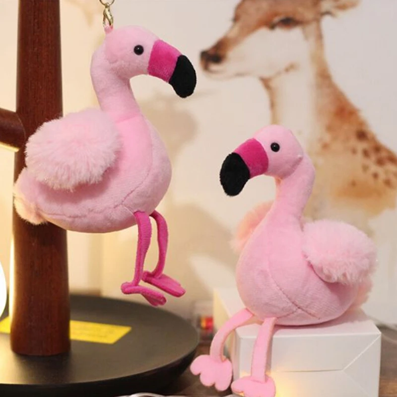 Schöne Flamingo Plüsch Spielzeug Schlüssel bund Ring Anhänger Plüsch tier Schlüssel ring Rucksack Dekor Image
