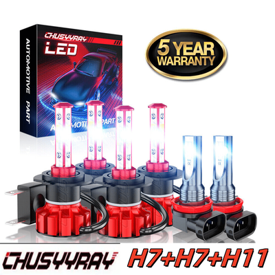 TEMU 2011-2014 Led Headlight / Low Bulbs+fog Bulbs , H7 H11 70w 6000k 38000lm And , Of 6