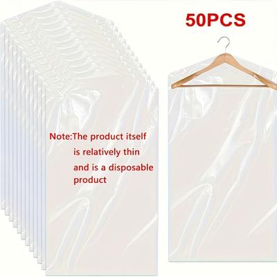 TEMU 50pcs Clear Plastic Garment - Dustproof Clothing For Hanging , For Organization &