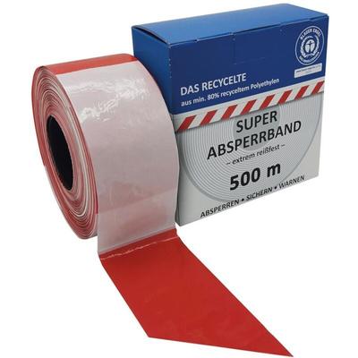 Absperrband Länge 500 m Breite 80 mm rot/weiß geblockt, recycelt Image