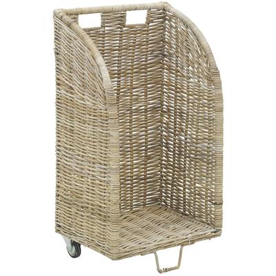 Kaminholzkorb mit Rollen aus grauem Poelet-Rattan Image