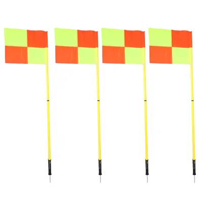 Soccer Field Corner Flags Plastic Soccer Flags Poles Wearproof 2 Section 1.5m Poles 4 Flags with