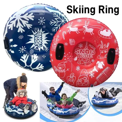 Inflatable Snow Sled with Handles Thickened Winter Inflatable Snow Tube Inflatable Skiing Circle Ski