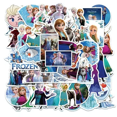 50 Stück Disney Frozen Anime Aufkleber Kawaii Prinzessin Elsa Aufkleber für Kinder DIY Notebook Fahrrad Auto Ästhetische Graffiti Aufkleber Spielzeug Image
