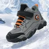 Neue Kinder Schuhe Winter Outdoor Wanderschuhe für Kinder Warme Plüsch PU Leder Turnschuhe Jungen Wasserdichte Anti-slip Sport schuhe